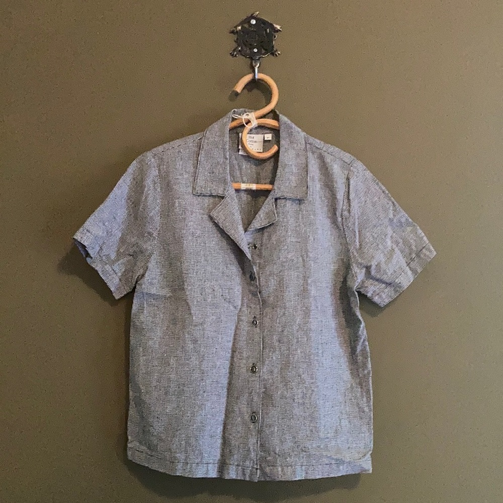 Vintage Hot Cotton linen collard button up shirt